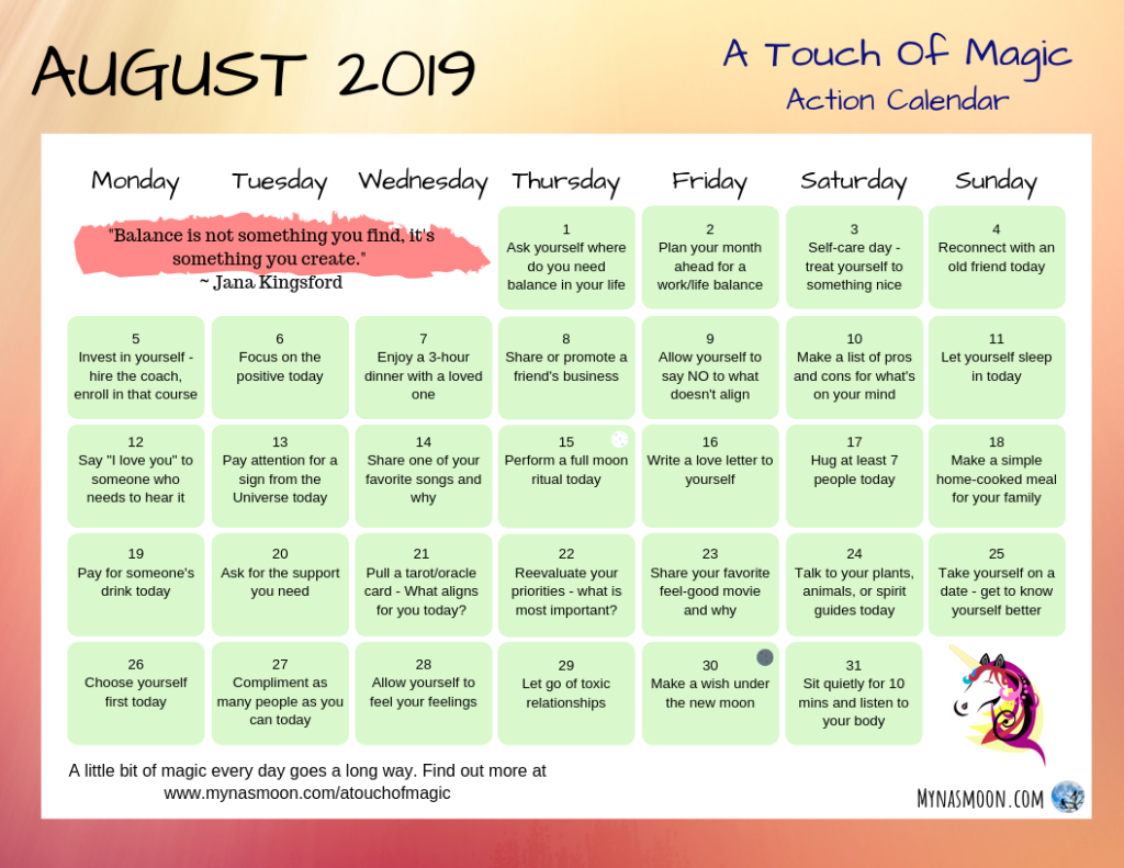2019 August ATOM Calendar